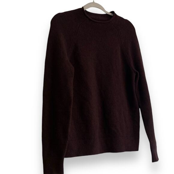 Womens Banana Republic Maroon Heather Moc Neck Recycled Wool Sweater Size Medium - Picture 3 of 16